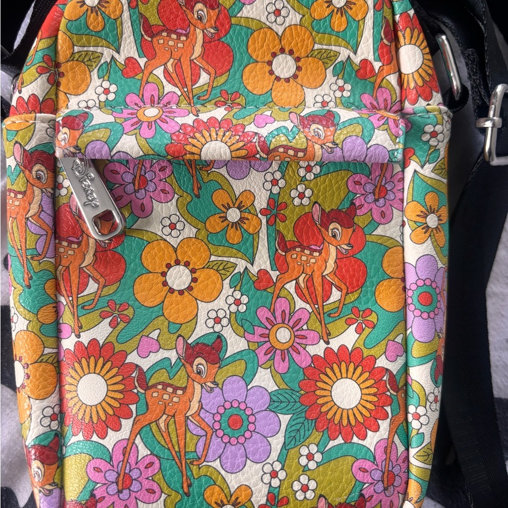 **SOLD** Disney Bambi Bright Floral Retro Crossbody Bag NWOT | Y2K Cottagecore - Picture 2 of 5